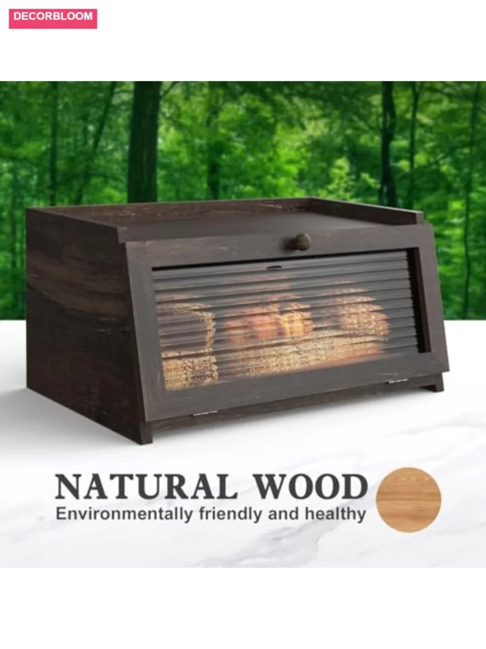 Large Bread Box Kitchen Countertop Organizer New Zealand Pine Wood Acrylic Door